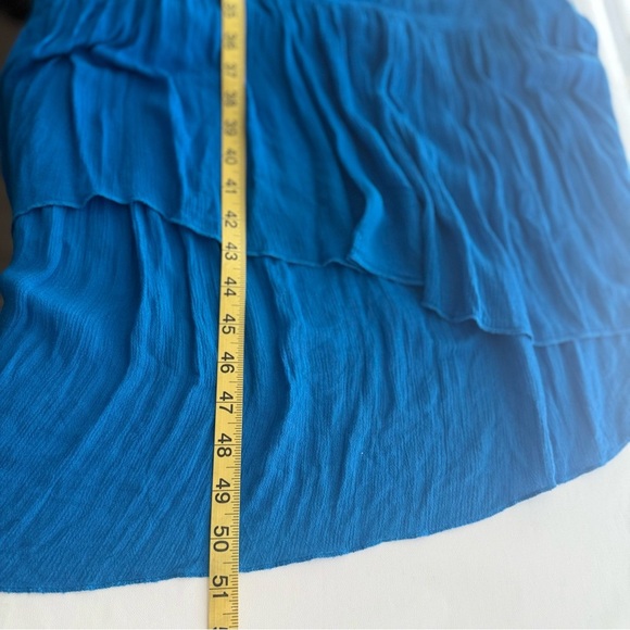 Free People XS Blue Maxi Dress Boho Tie Front Open Back Smocked Bodice - Picture 8 of 10